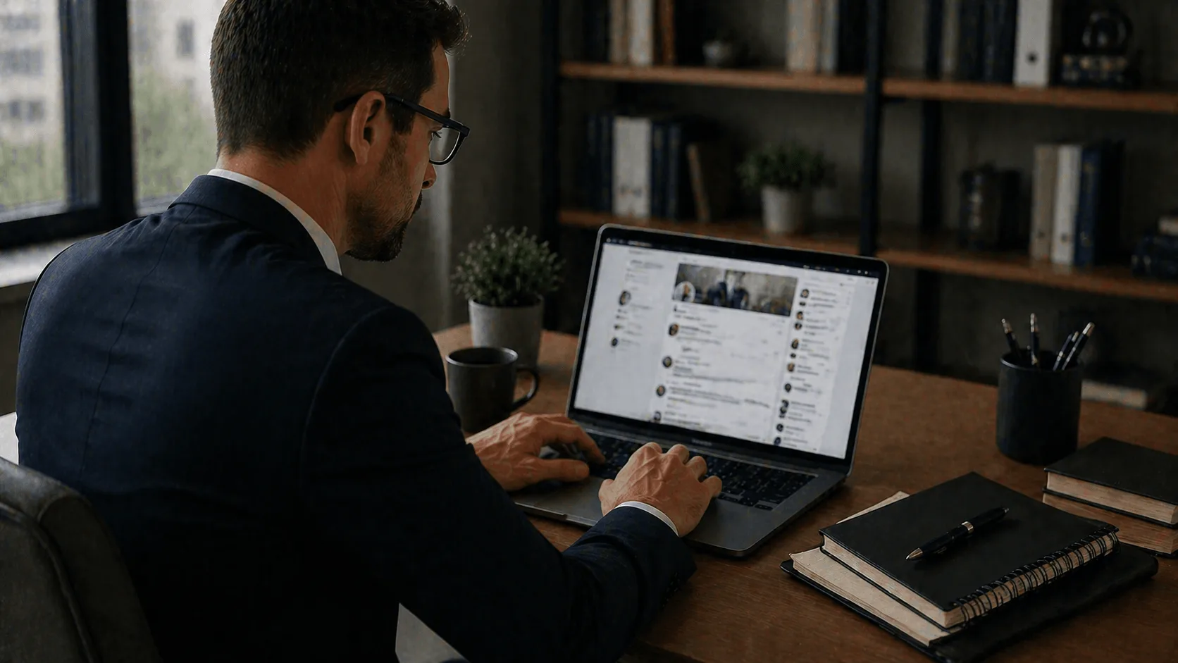 Professional creating content post on LinkedIn platform