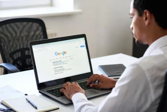 lawyer researching legal keywords and search results for SEO strategy