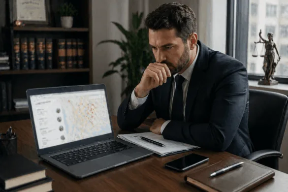 law firm owner analyzing local search results and map rankings