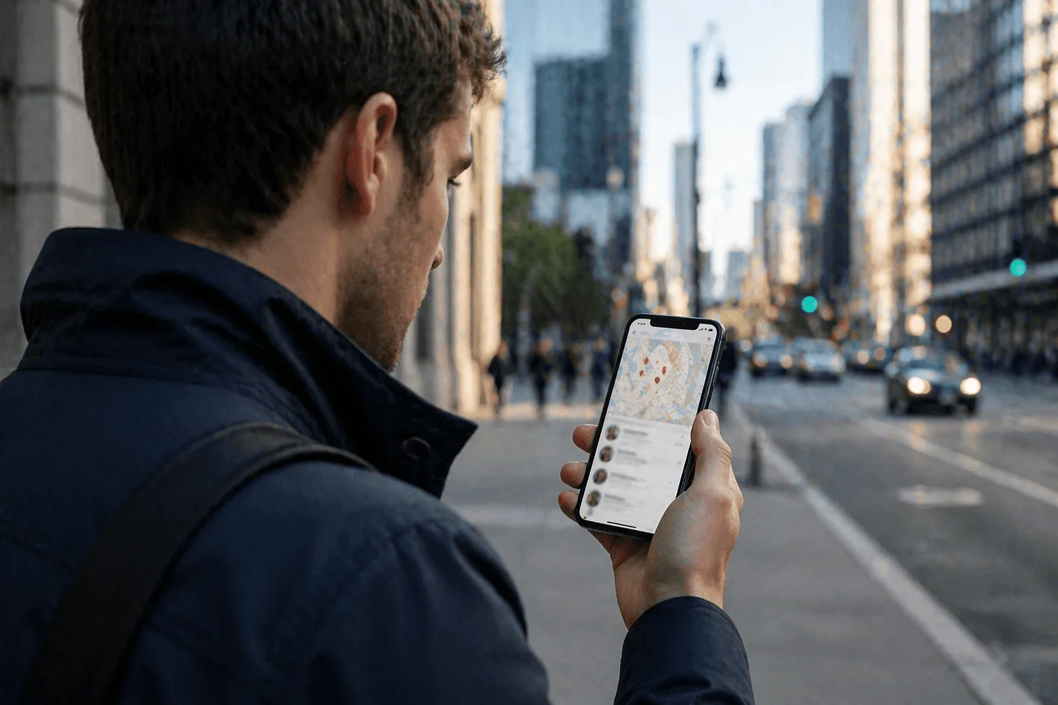 searching for local lawyer on smartphone with map results