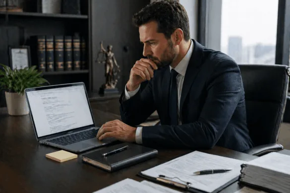 lawyer analyzing website SEO performance and search rankings