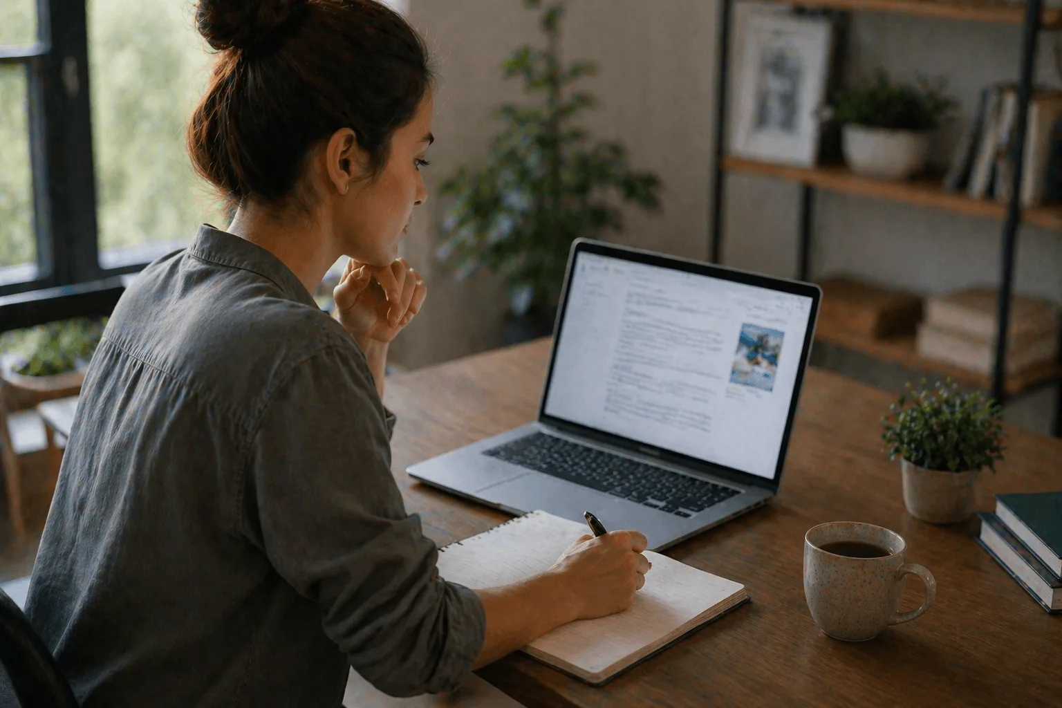 reading legal article and taking notes during research process