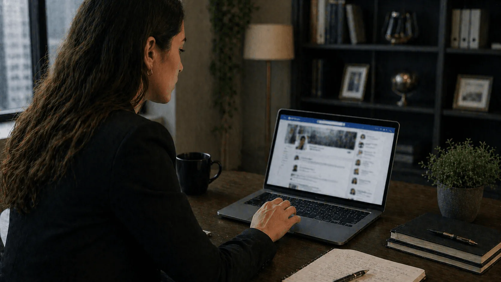 Professional networking on LinkedIn platform using laptop