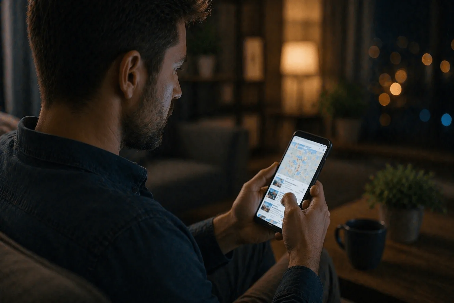 using smartphone to search for local family law attorney with map results