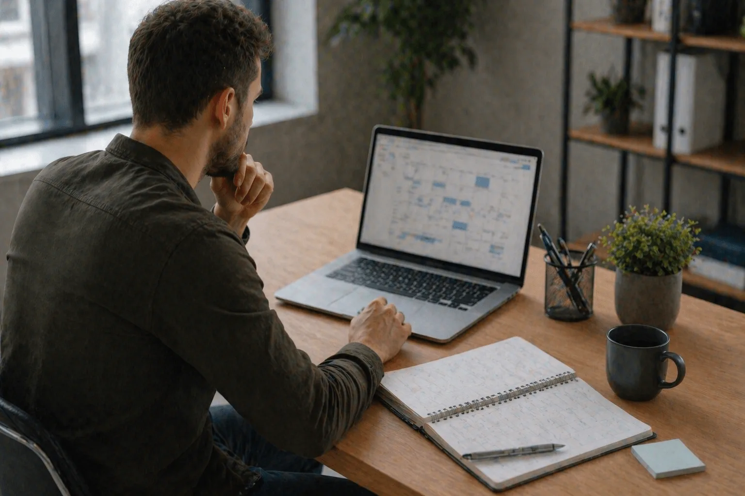 creating and organizing legal content calendar on laptop