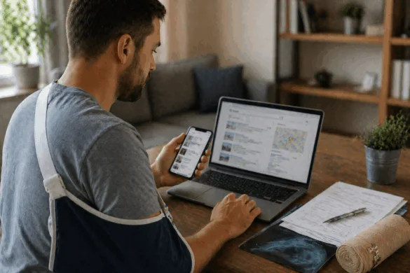 injured person searching for personal injury lawyer online