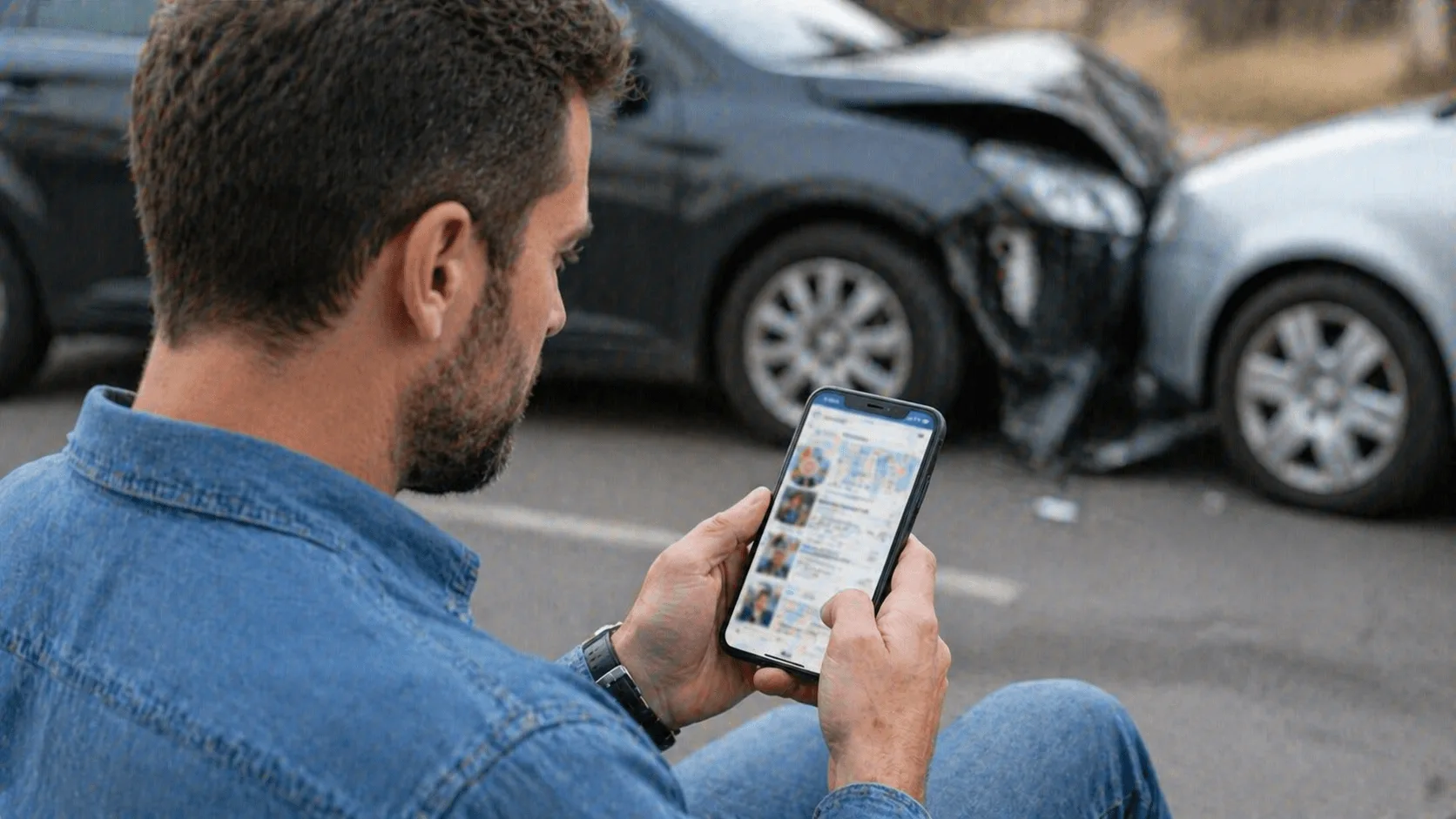 Person searching for personal injury lawyer on smartphone