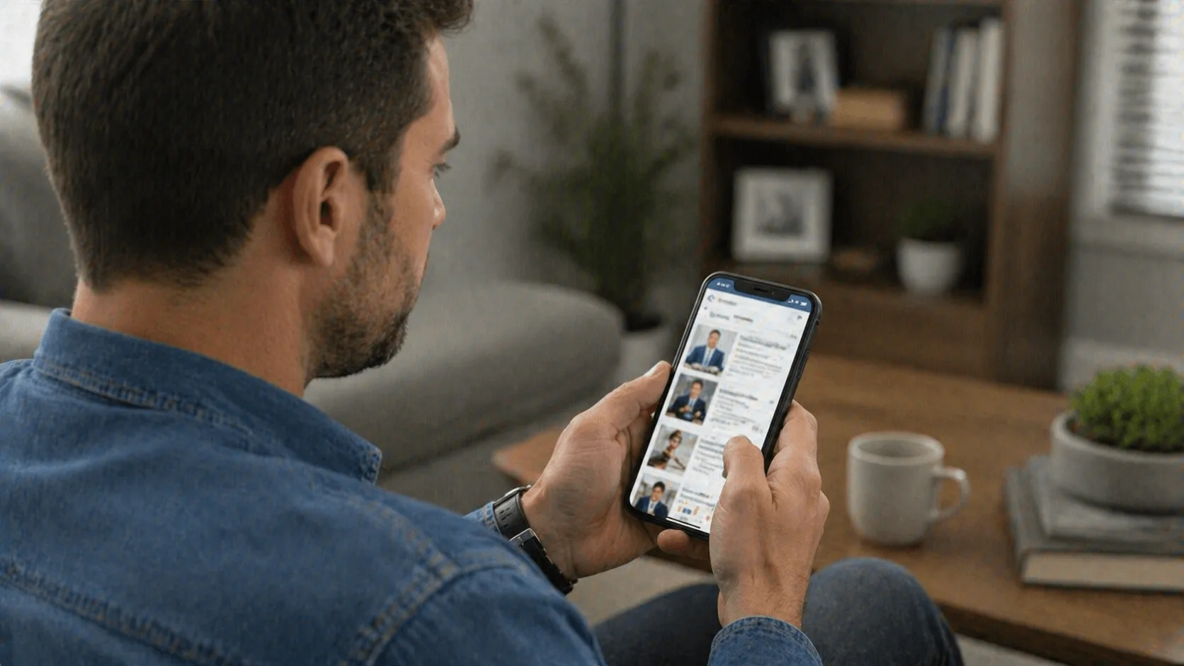 Person searching for immigration lawyer on smartphone in different languages