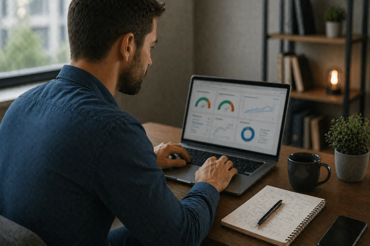 analyzing website speed and performance metrics on laptop