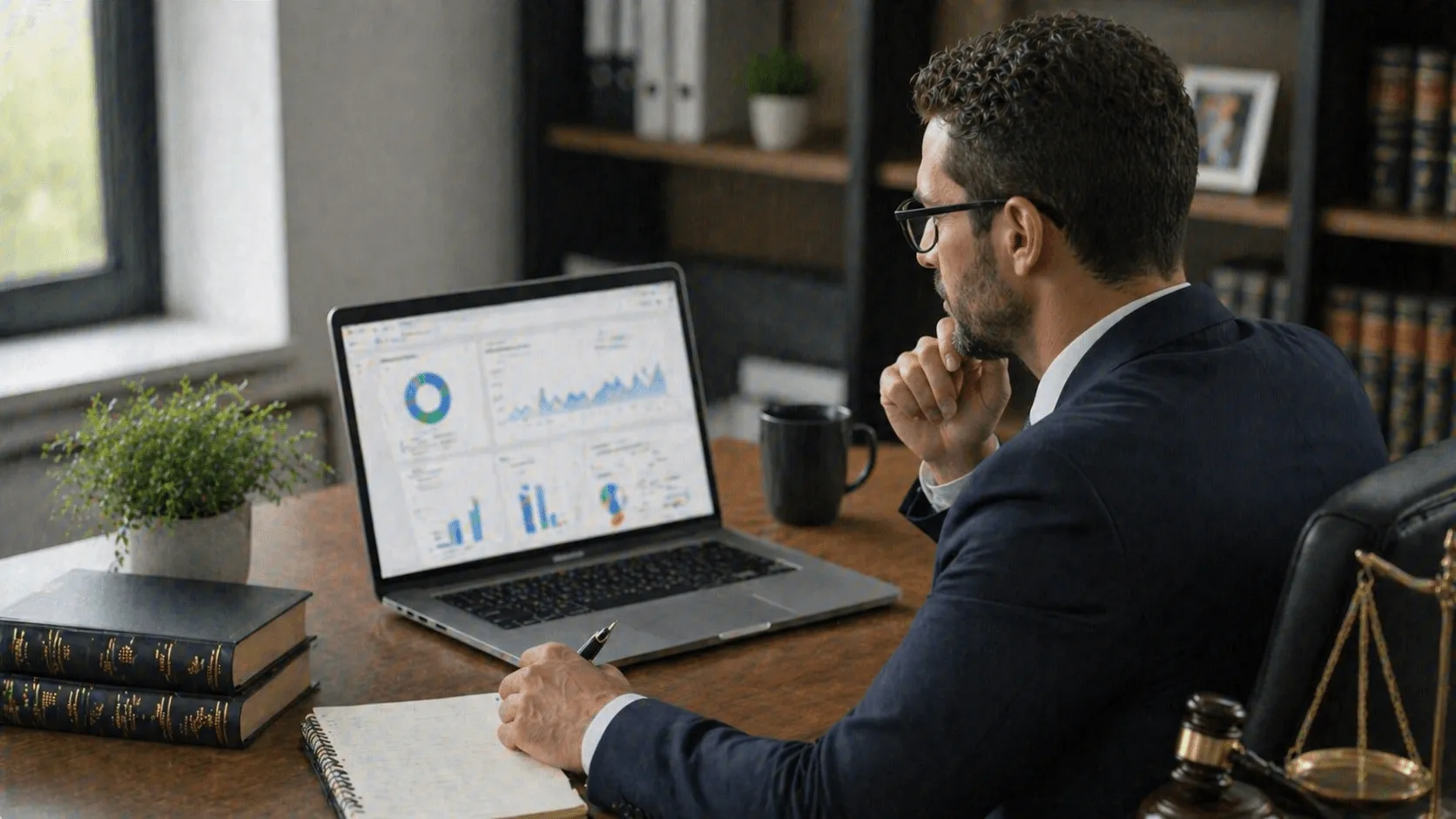Immigration attorney analyzing SEO and marketing performance metrics