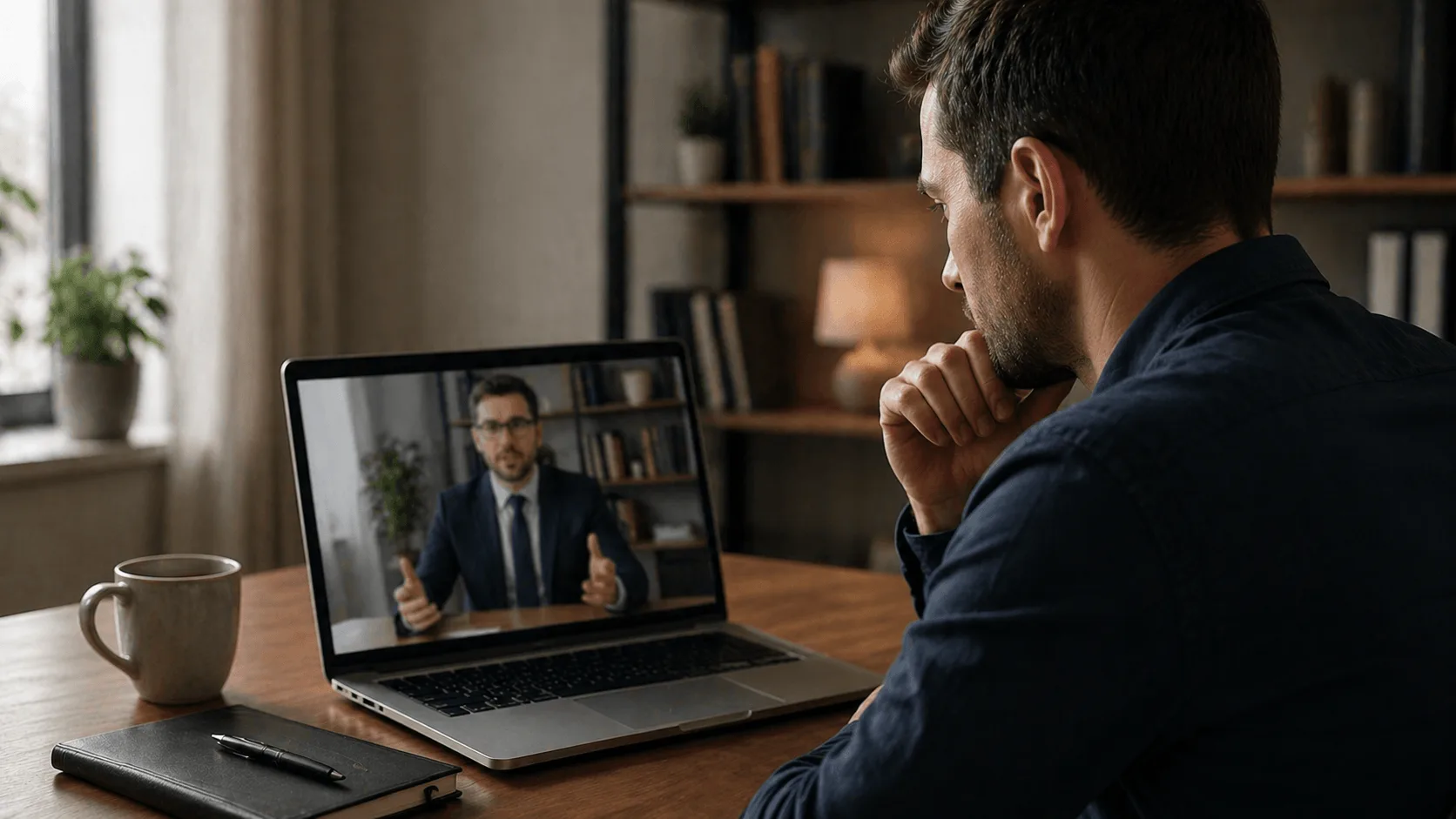 Person watching legal advice video on smartphone or laptop